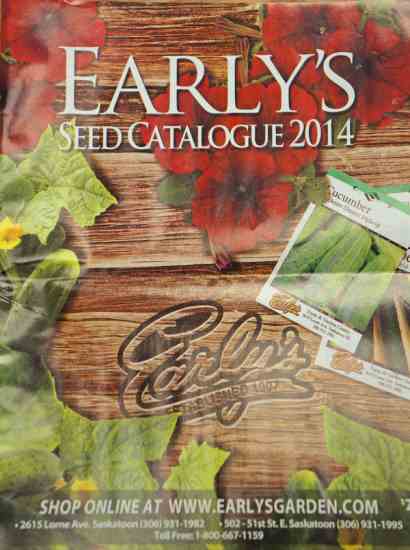 
Early's Seed Catalogue 2014 is organized by vegetables, herbs, seed potatoes, flowers and perennial seeds. In addition to its botanical bounty, Early's also sells many of the materials a gardener needs to begin (and maintain) a thriving garden, including seed-starting pots, row covers and more. Visit their website at www.EarlysGarden.com.

